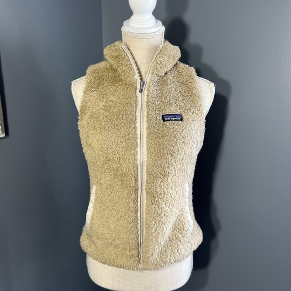 Patagonia Womens Los Gatos Fleece Vest Tan Full Zip Pockets Mock Neck sz XS - Picture 8 of 8